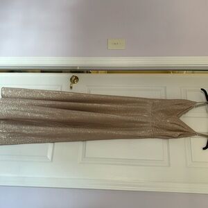 NEVER WORN! Rose gold sparkling prom dress. Size 3. Built in bra.